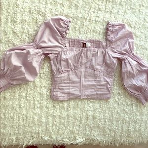 Lavender puffy sleeve top- brand new/never worn